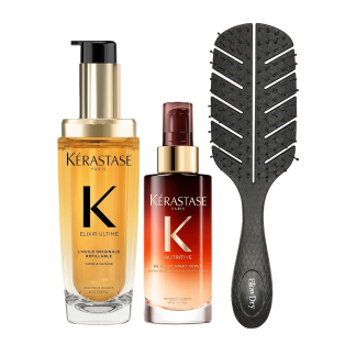 Kerastase Kit Shine & Sleep Magic (8h y Elixir Ultime Duo) y Cepillo Desenredante