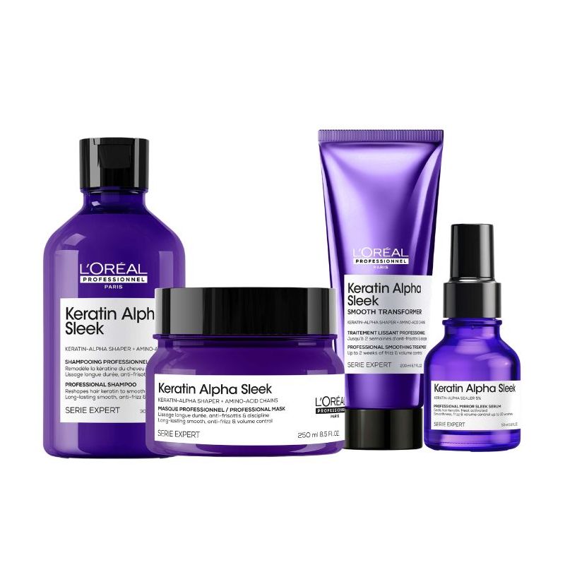 Loreal Keratin Alpha Sleek Pack Descuento + Cosmetiquera